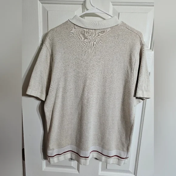 Abercrombie & Fitch Men Medium Beige Knit Button Polo Shirt Preppy Retro Minimal - Picture 3 of 6
